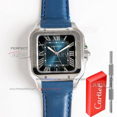 TW Factory Replica Cartier Santos Blue Ombre Dial 39.8mm Upgraded Buckle 